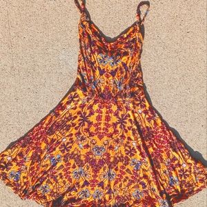 Fall Colors Orangey Stylish Beautiful Floral Design Strappy Flowy Cute Dressp